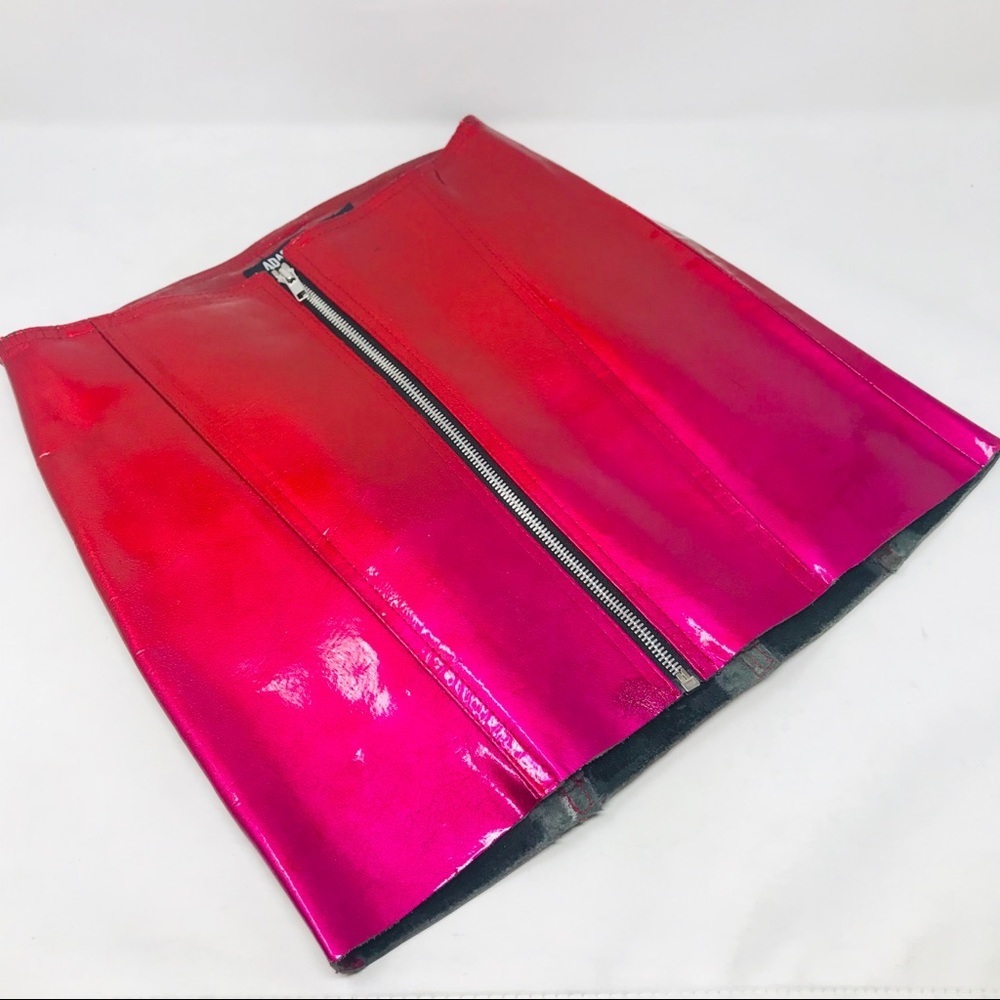 Adaption Red Pink Patent Leather Mini Skirt